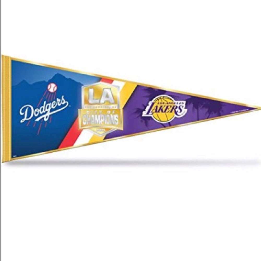 2020 LA Dodgers Lakers City of Champions Championship Felt Soft Pennant